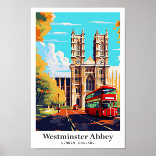 Poster Westminster Abbey London Viagem Art Vintage