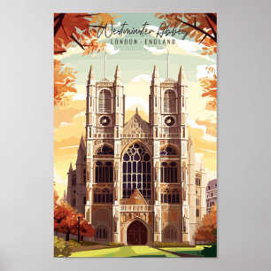 Poster Westminster Abbey London - viagens vintage Inglate
