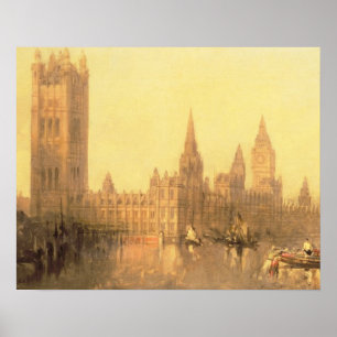 Póster Westminster: Casas do parlamento, c.1860 (óleo