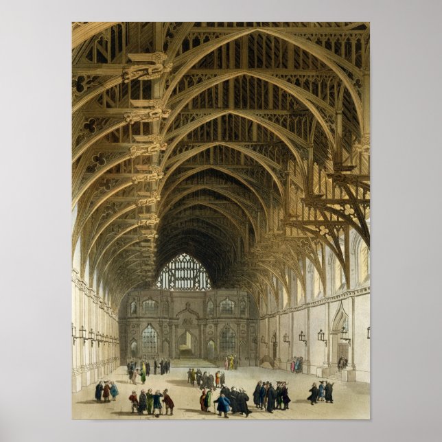 Póster Westminster Hall, gravado por J. Bluck pub (Frente)