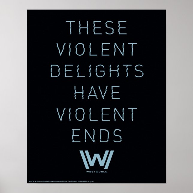 Poster Westworld | Citação da Tipografia "Delights Violen (Frente)
