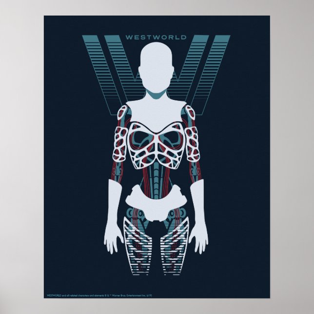 Poster Westworld | Esqueleto Android Sobre Logotipo (Frente)