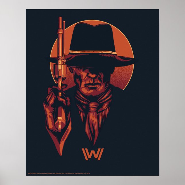 Poster Westworld | Homem de preto com revólver (Frente)