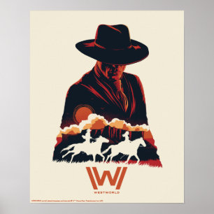 Poster Westworld Man in Black Desert Silhouette