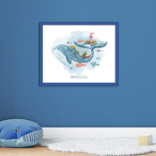 Poster Whale Magia Fantasy Life Watercolor
