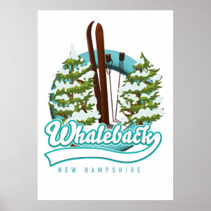 Poster Whaleback New Hampshire - logótipo de esqui retrô