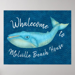 Poster Whalecome Náutico de Baleia Azul Beach House | Per