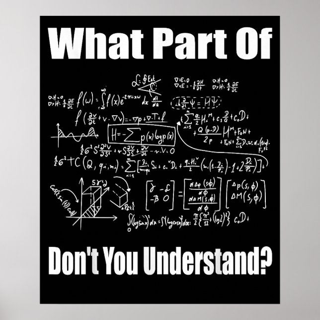 Poster What Part Dont You Understand Funny Math Teacher (Frente)