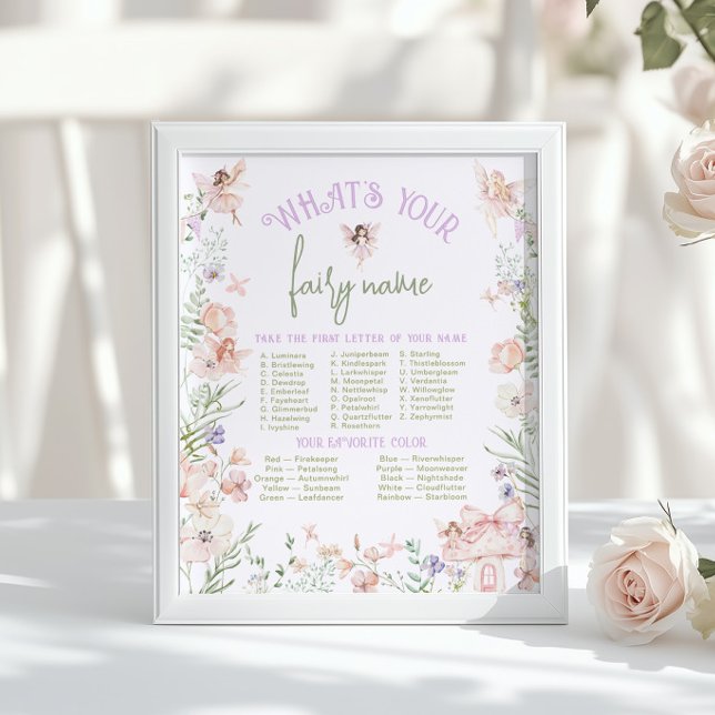 Poster Whats your Fairy Name Whimsical Birthday game (Criador carregado)