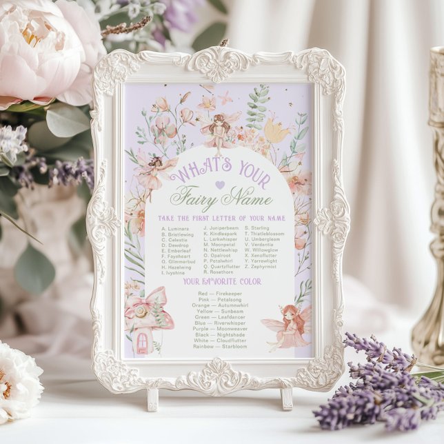 Poster Whats your Fairy Name Whimsical Birthday game (Criador carregado)