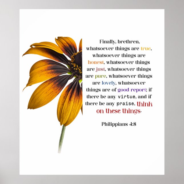 Poster Whatsoever Things Are Scripture with Flower (Frente)