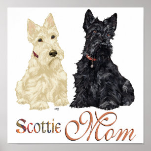 Póster Wheaten & Black Scotties Dia das Mães