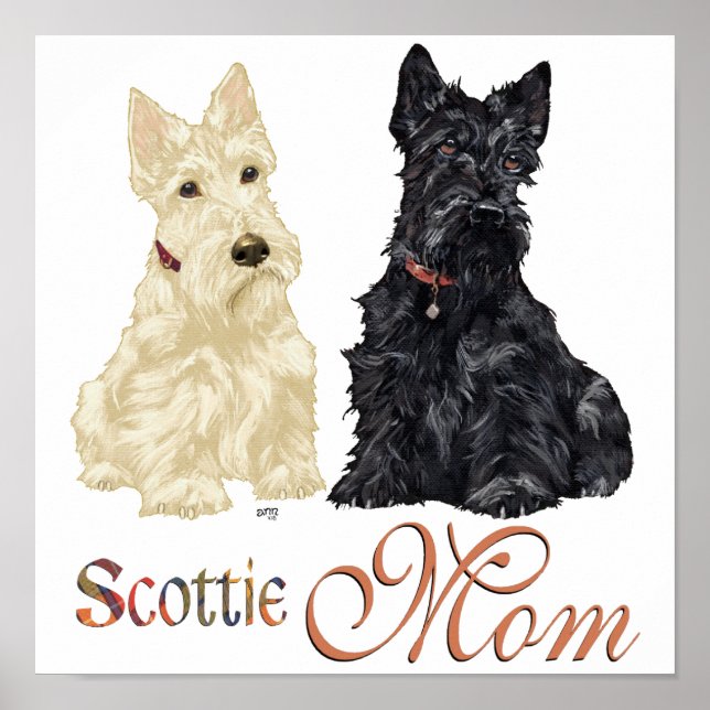 Póster Wheaten & Black Scotties Dia das Mães (Frente)