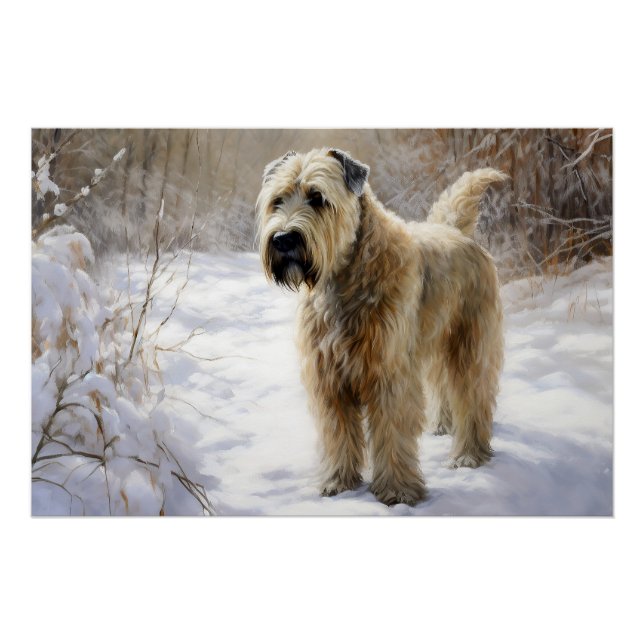 Póster Wheaten Terrier Deixe Nevar Natal (Frente)