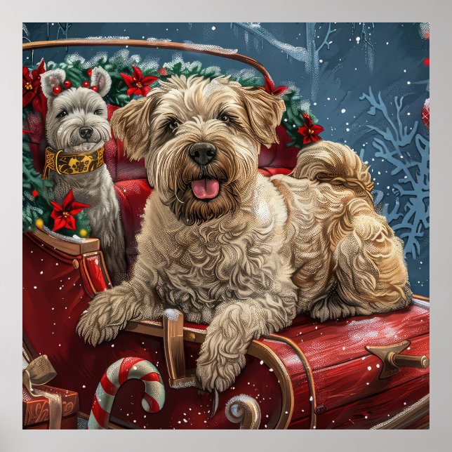 Poster Wheaten Terrier Dog Natal Festivo (Frente)