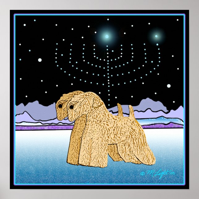 Póster "Wheaten Terriers em Chanukah" (Frente)