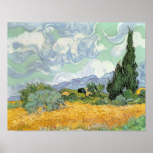 Poster Wheatfield com ciprestes, 1889 de Vincent van Gogh