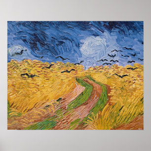Póster Wheatfield com corvos, 1890 de Vincent van Gogh