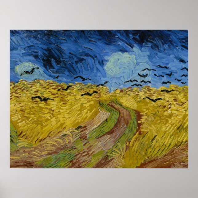 Poster Wheatfield Com Corvos Pintando Vincent Van Gogh (Frente)