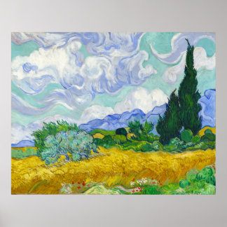 Poster Wheatfield com Cyprestes, Vincent Van Gogh