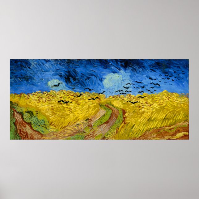 Póster Wheatfield with crows - Vincent Van Gogh (1890) (Frente)