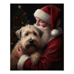 Póster Wheaton Terrier com Papai Noel Natal Festivo