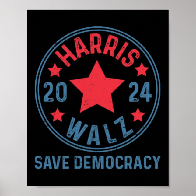 Poster Wheimer 2024 Save Democracy Kamala Harris Tim Walt (Frente)