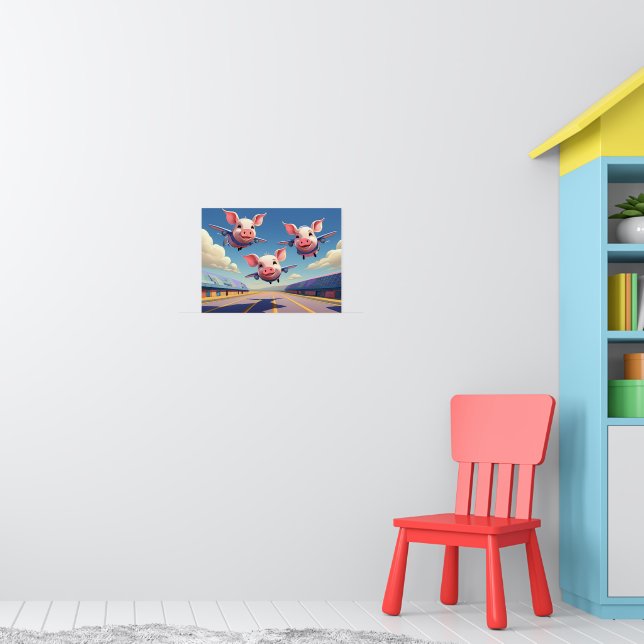 Poster When Pigs Fly Funny Winged Pigs (Berçário 1)