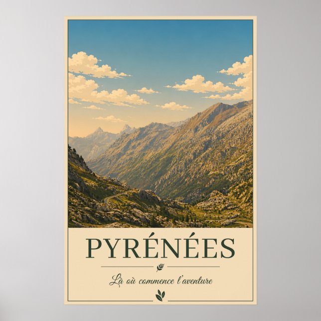 Poster Where Every Road Leads to Wonder – Pyrénées (Frente)