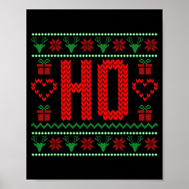 Poster Where My Ho's At Ugly Christmas Sweater Couples Ma (Frente)