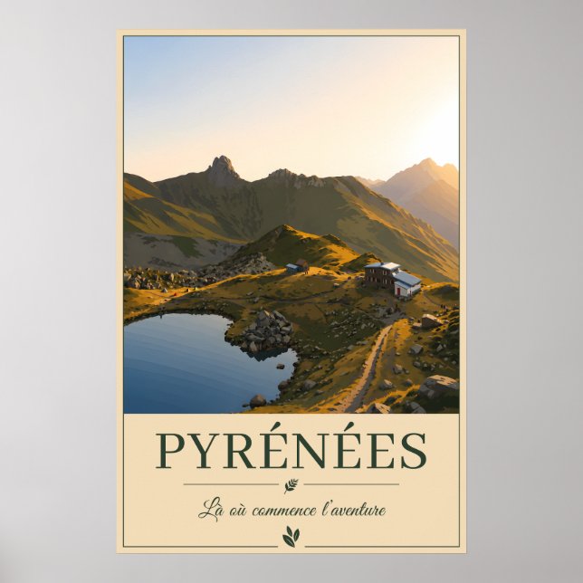 Poster Where the Mountains Welcome the Dawn – Pyrénées (Frente)