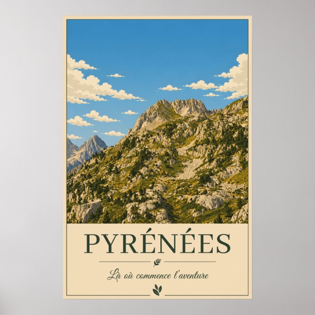 Poster Where the Peaks Touch the Sky – Pyrénées (Frente)