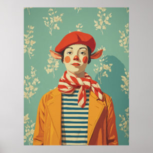 Poster Whimsic Retro Christmas Elf