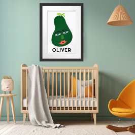Poster Whimsical Avocado CUSTOM BABY NAME Art