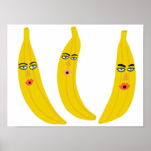 Poster Whimsical Banana Trio Art