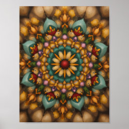 Poster Whimsical Bloom Mandala - Arte de Parede Inspirada