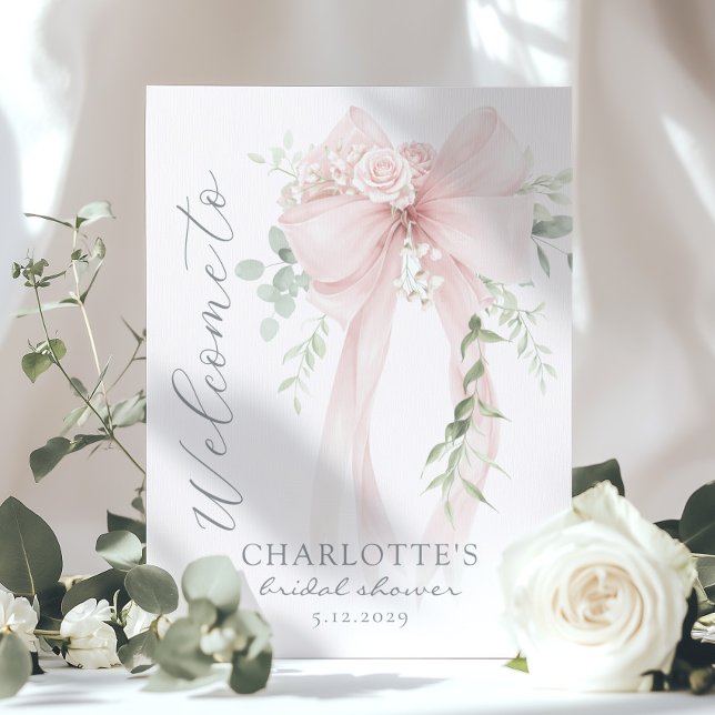 Poster Whimsical Bow Bridal Shower Welcome (Criador carregado)