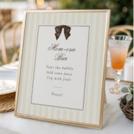 Poster Whimsical Brown Bow Striped Mom-osa Bar