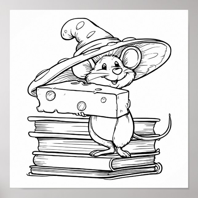 Poster Whimsical Cartoon Art: Mirthful Mouse Character (Frente)