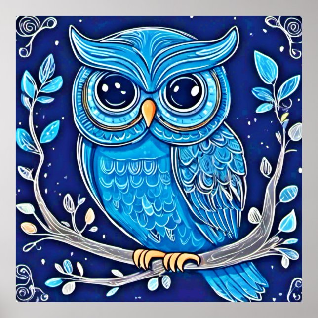 Poster Whimsical Chalk Owl (Frente)