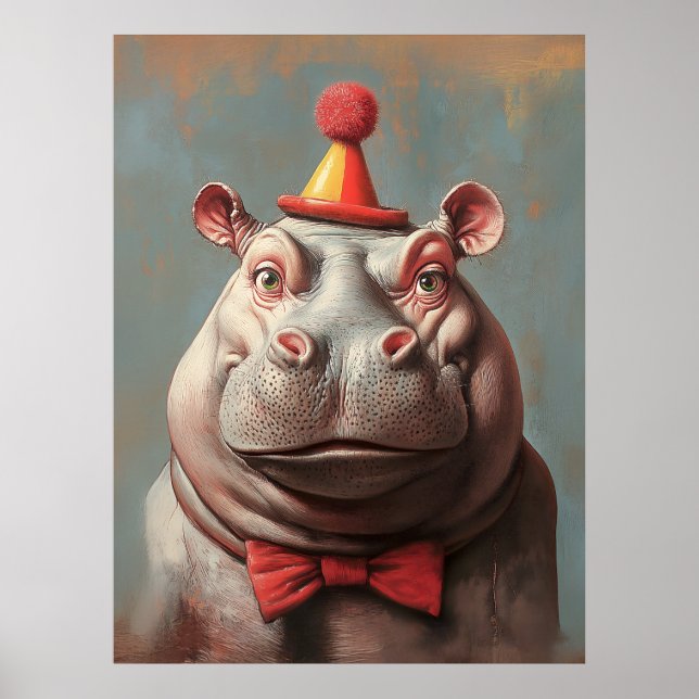 Poster Whimsical Clowe Hippo Retrato (Frente)