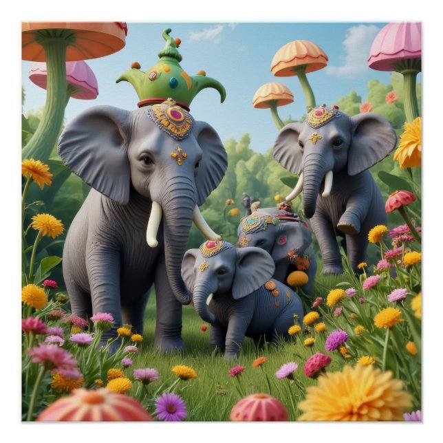 Póster Whimsical Elephants (Frente)