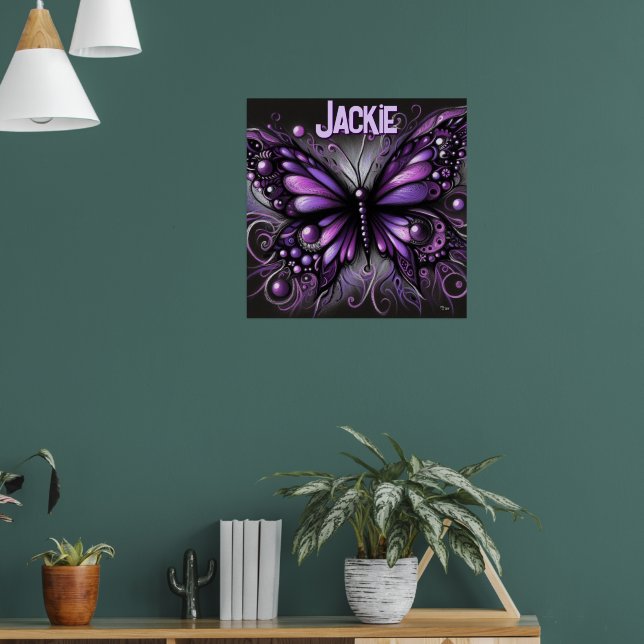 Poster Whimsical Gothic Butterfly Purple Personalized (Sala de Estar 1)