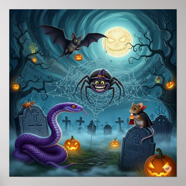 Poster Whimsical Graveyard Halloween (Frente)
