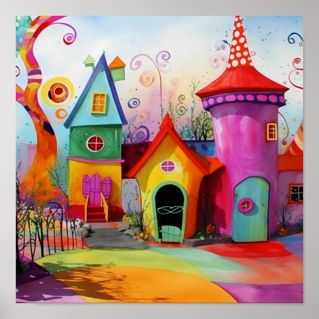 Poster Whimsical Houses (Frente)