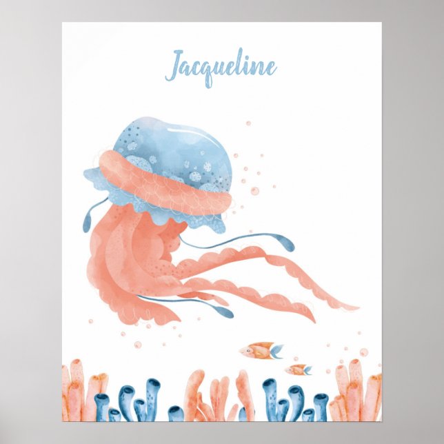 Poster Whimsical Jellyfish Lullaby Personalizável (Frente)