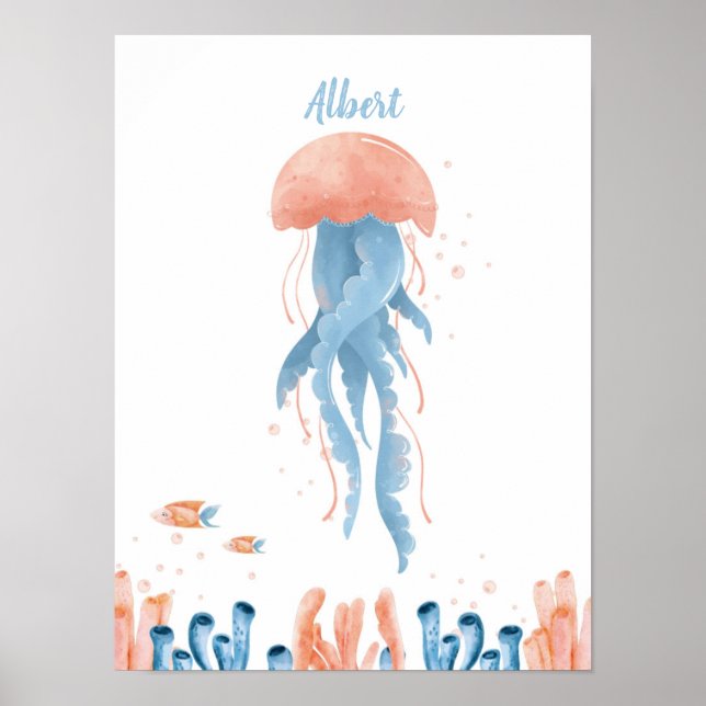 Poster Whimsical Jellyfish Lullaby Personalizável (Frente)
