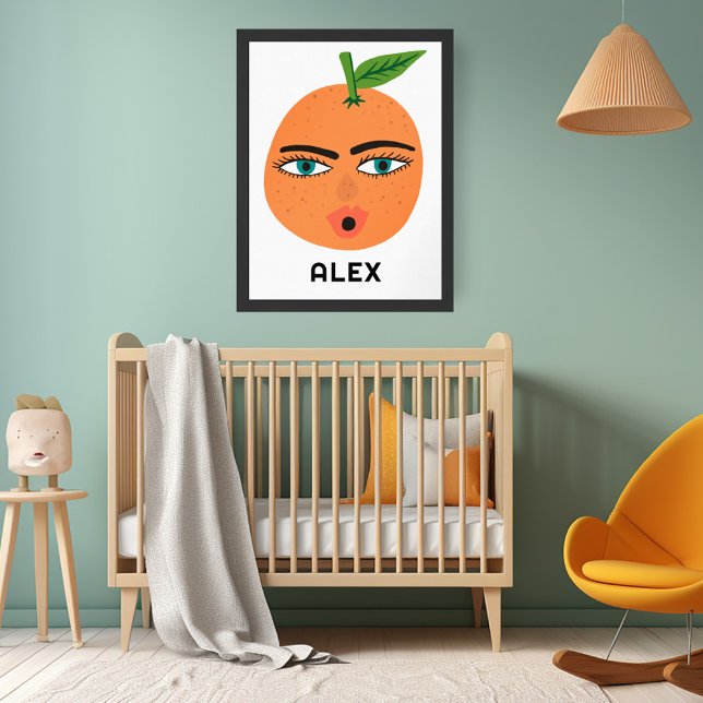 Poster Whimsical Orange CUSTOM BABY NAME Art (Whimsical Orange CUSTOM BABY NAME Art Poster
)