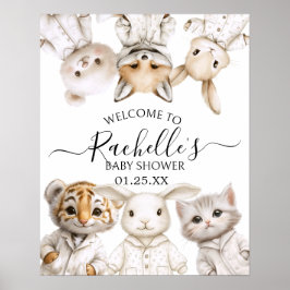Poster Whimsical Pajama Animals: Soft Pastel Party Accent