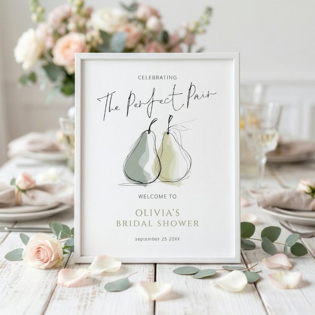 Poster Whimsical Perfect Pair Pear Welcome Bridal Shower (Criador carregado)
